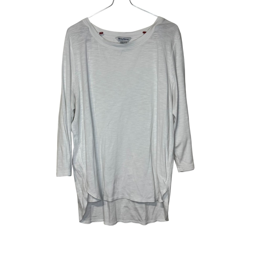 Tommy Bahama Womens White 100% Cotton 3/4 Sleeve Tunic Top XL TW211213